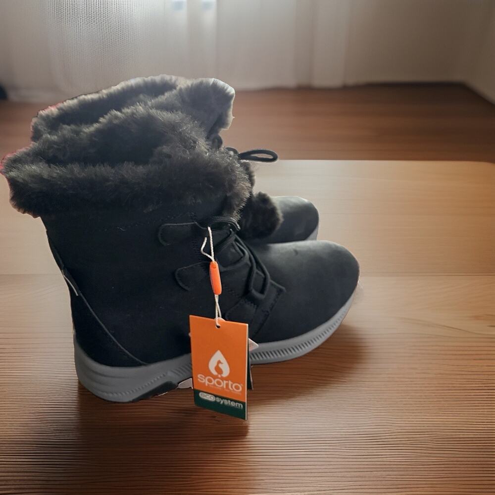 NEW SPORTO Women’s Karmen Waterproof Black Suede Boots Bootie Thermolite 7m